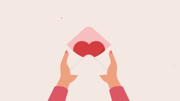 Las Manos Mujer Sostienen Sobre Con Corazón Animación Concept Video — Vídeos de Stock