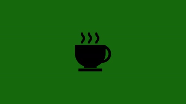 Kahve Ikonu Animasyonu Yeşil Arka Plan Hareket Canlandırması — Stok video