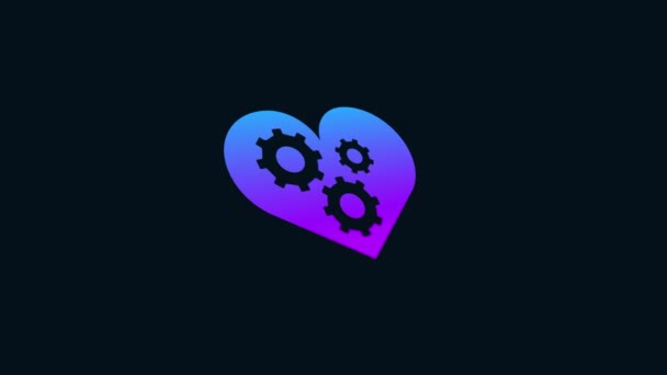 Corazón Con Engranajes Icono Animación Color Degradado Animación Vídeo Púrpura — Vídeo de stock