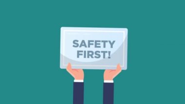 İş adamının eli güvenliğe uyum sağlar. İlk işaret - animasyon konsepti. 4K hareket canlandırması.