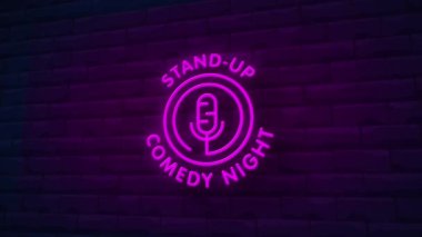 stand up neon ışığı animasyonu. Brick Wall Arkaplanı.