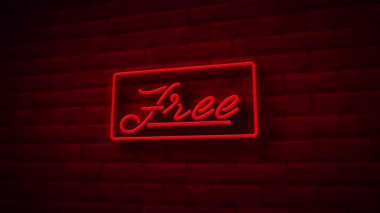 Bedava neon ışığı animasyonu. Tuğla Duvar Arkaplanı.