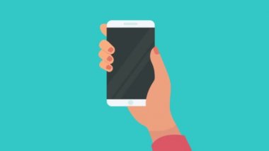 Mobil ve işaretli kadın eli animasyon 4K hareket animasyonu.