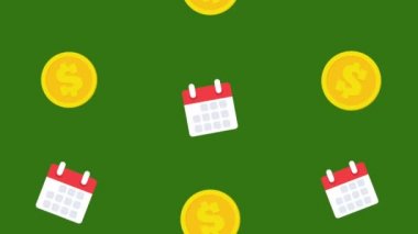 Dolar parası ve takvim arka plan döndürmesi animasyon 4K Video Hareketi CanlandırmasıName.