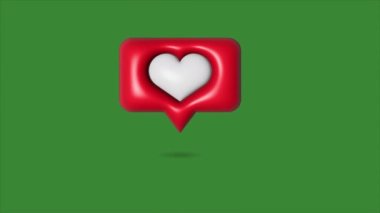 3D Like icon Notifications animation.green screen. 3d render social media