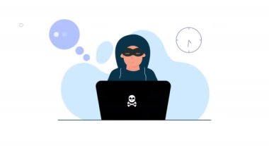 Hacker dolandırıcılığı animasyonu. Hacker dolandırıcılığı. İnternetteki gizli suçlarda hile..