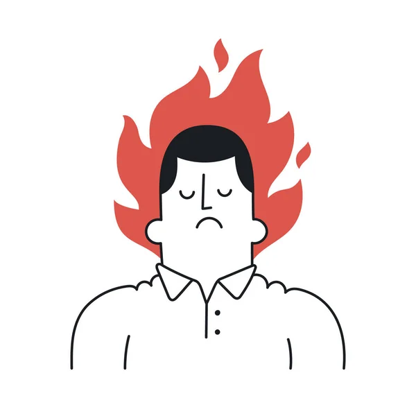 Man Met Burn Out Syndroom Concept Van Burn Out Stress — Stockvector