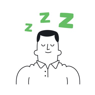 İyi istirahatler ve uykular. Taslak, doğrusal, ince çizgi, karalama sanatı. Düzenlenebilir vuruş ile basit biçim.