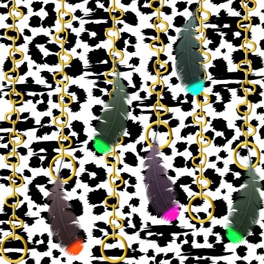 Hayvan baskısı, leopar dokusu arka plan, zincir desen