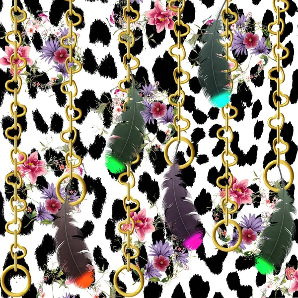 Hayvan baskısı, leopar dokusu arka plan, zincir desen