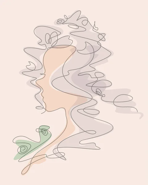 Silhouette Woman Line Art Style Vector Illustration Design — Stockvector
