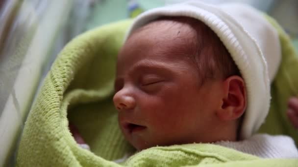 Close up view of a little newborn baby. — Stock Video