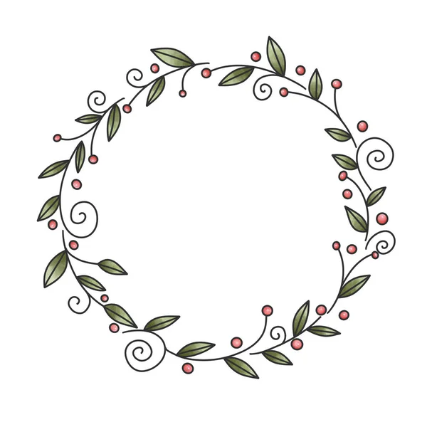 Doodle Bluszcz Kwiatem Wieńca Jagodowego Dekoracji Święta Bożego Narodzenia — Zdjęcie stockowe