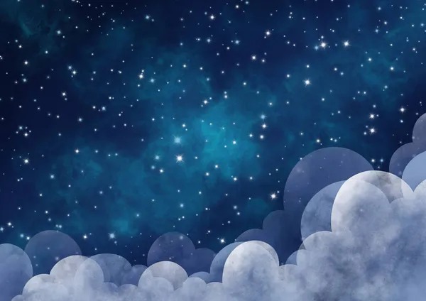夜空中的星空和云彩点缀背景 点缀着夜景与圣诞佳节 — 图库照片