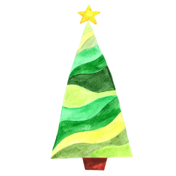 Abstracto Árbol Navidad Banner Acuarela Ilustración Para Decoración Eventos Navideños — Foto de Stock