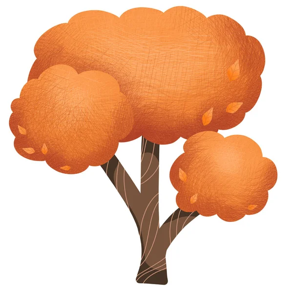 Sonbahar Mevsimsel Konseptinde Ayrıştırma Için Orange Autumn Tree Illüstrasyonu — Stok fotoğraf