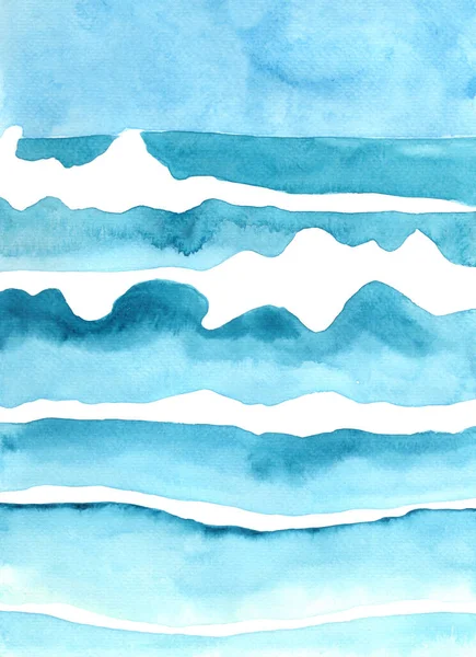 Kék Vízhullám Elem Akvarell Háttér Dekoráció Óceán Tengeri Élet Koncepció — Stock Fotó