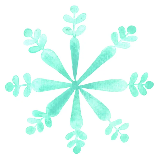 Snowflake Watercolor Illustration Deocration Winter Christmas — 图库照片