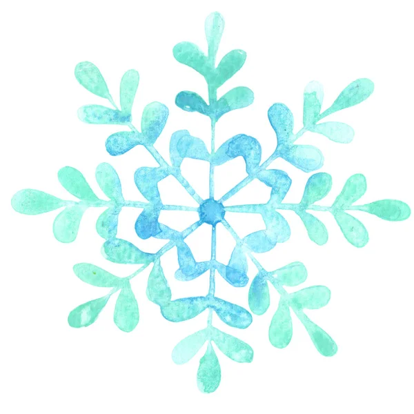 Иллюстрация Акварелью Снежинки Декратации Зимой Рождеством Христовым — стоковое фото