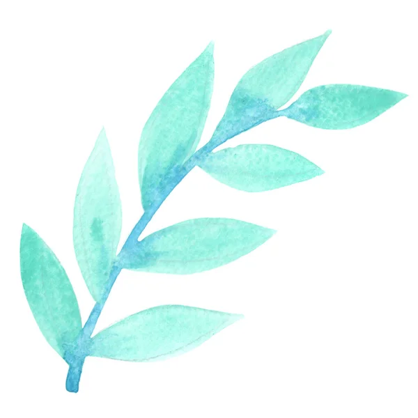 Blue Fern Leaf Watercolor Illustration Decoration Wedding Fantasy Garden — Stockfoto