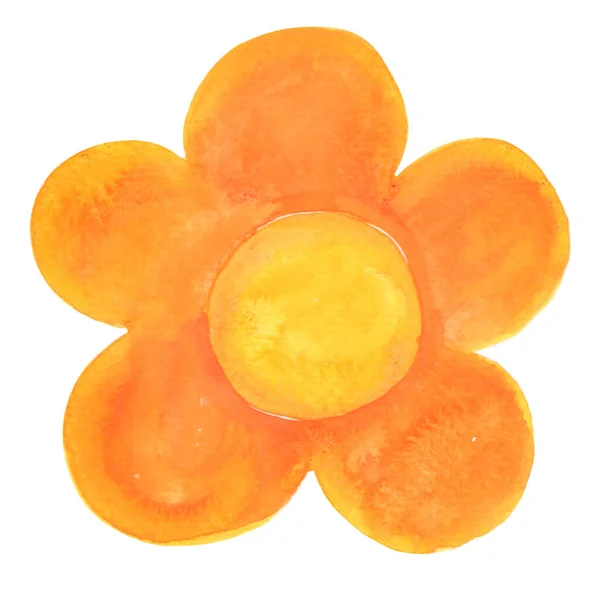 Fiore Arancione Con Polline Giallo Acquerello Illustrazione Decorazione Matrimonio Fantasia — Foto Stock