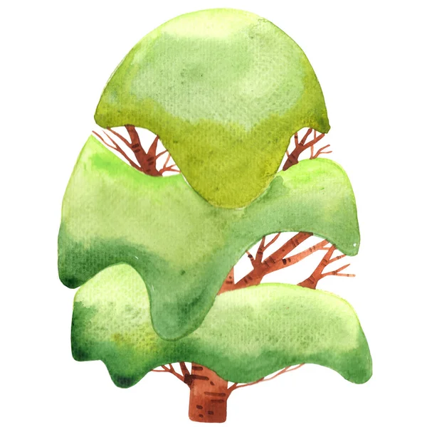 Δέντρο Ακουαρέλα Εικονογράφηση Για Διακόσμηση Στον Κήπο Και Φύση Έννοια — Φωτογραφία Αρχείου