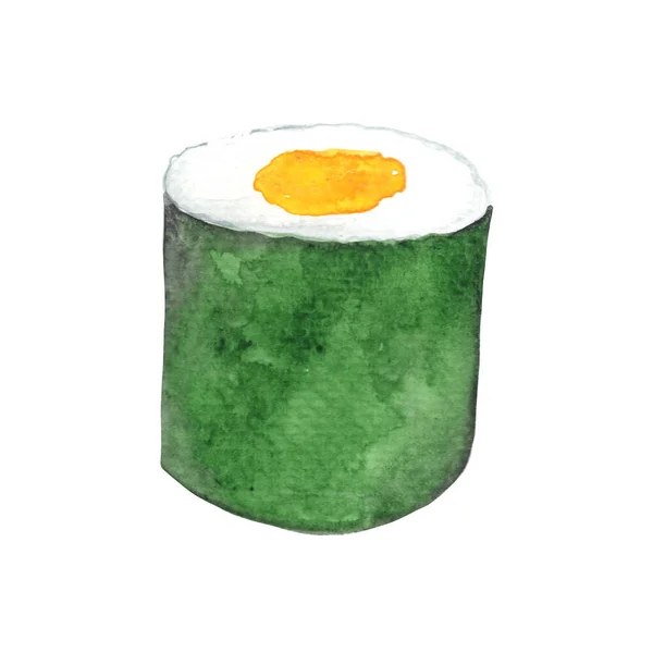Tamago Sushi Isolated Watercolor Illustration Decoration Japanese Food — Fotografia de Stock