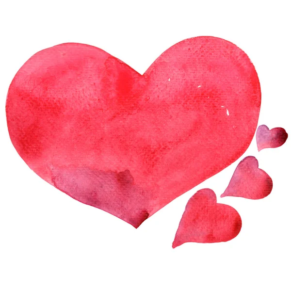 Piros Szív Akvarell Banner Illusztráció Dekoráció Valentin Napi Fesztivál Esküvő — Stock Fotó