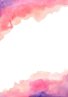 Düğün, Sevgililer Günü ve kadın konsepti dekorasyonu için pembe ve mor suluboya çerçeve arka plan.