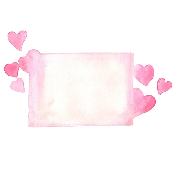 Ροζ Υδατογραφία Καρδιά Πανό Για Διακόσμηση Την Ημέρα Του Αγίου — Φωτογραφία Αρχείου
