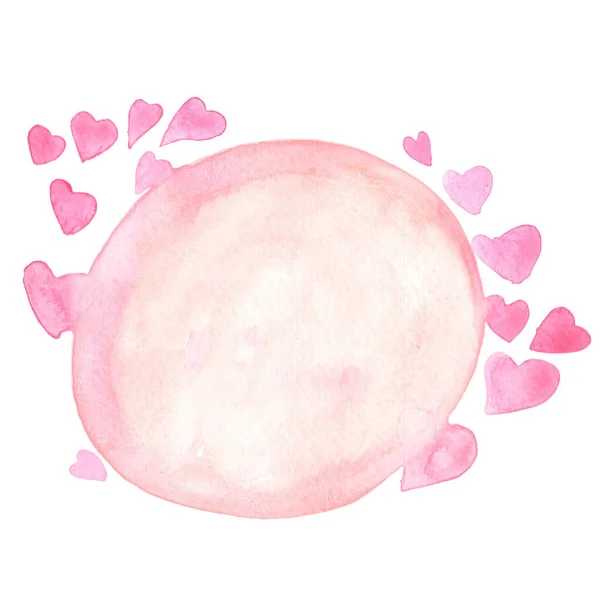 Rózsaszín Szív Akvarell Banner Dekoráció Valentin Napon Esküvő Esemény — Stock Fotó