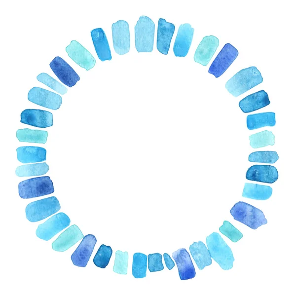 Blauwe Kleur Penseel Cirkel Frame Aquarel Voor Decoratie Winter Water — Stockfoto