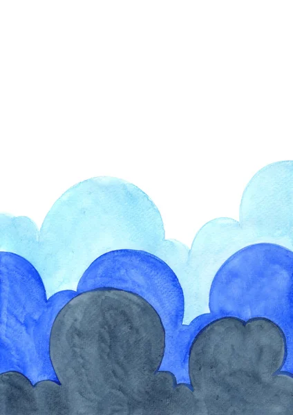 Kék Felhő Égen Akvarell Háttér Dekoráció Esős Évszakban Koncepció — Stock Fotó