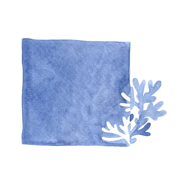 Korallzátony Királyi Kék Téglalap Banner Akvarell Dekoráció Tenger Nyári Nyaralás — Stock Fotó