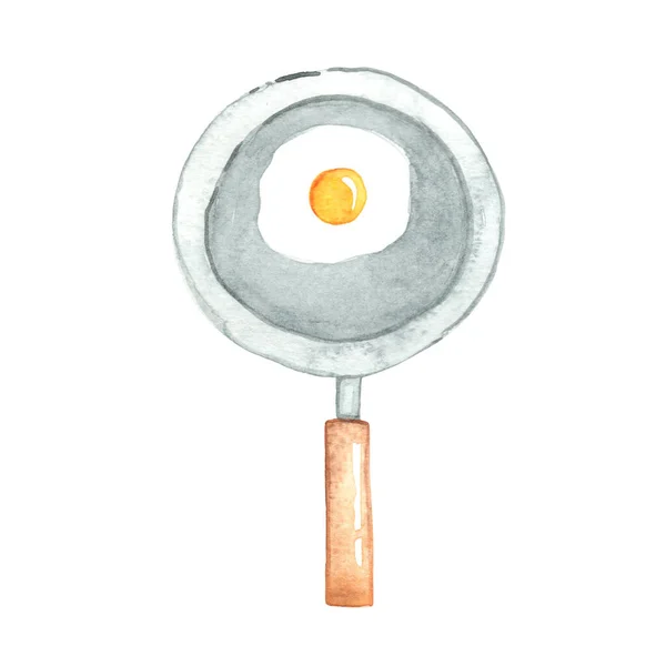 レストランやキッチンの装飾のための金属パン水彩で焼成卵 — ストック写真