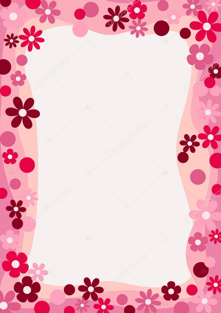 Pink flower wreath frame vector background for decoration on Valentine's day, wedding, garden and Beauty concept.
