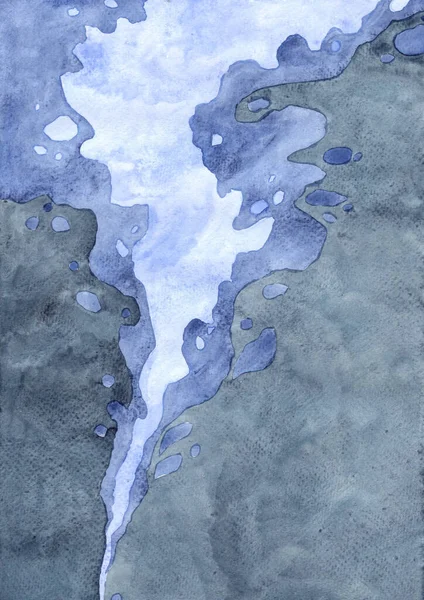 Voda Vlna Tmavě Modré Barvě Akvarel Pozadí Pro Dekoraci Pod — Stock fotografie