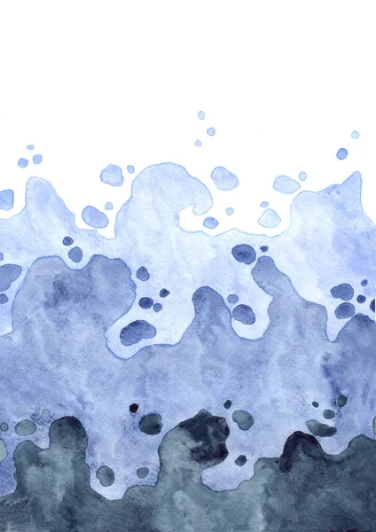 Watergolf Donkerblauwe Kleur Aquarel Achtergrond Voor Decoratie Onder Zee Mariene — Stockfoto