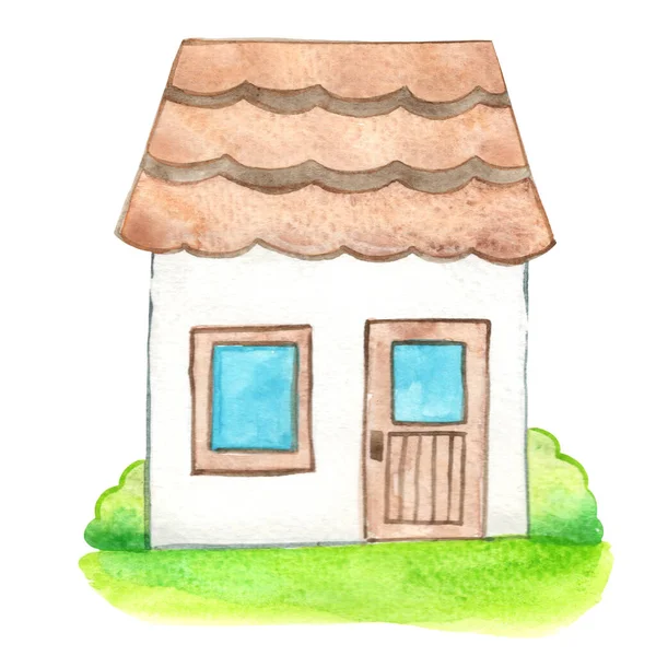 Niedliche Haus Aquarell Illustration Haus Und Baum Für Kinder Und — Stockfoto