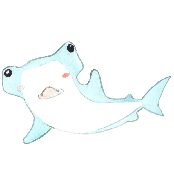 Hammerhead Shark Watercolor Illustration Decoration Sea Life Ocean — Stock Photo, Image