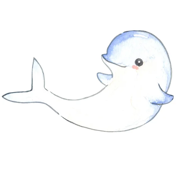 Beluga Wieloryb Akwarela Ilustracja Dla Ozdoba Morzu Życie Ocean — Zdjęcie stockowe