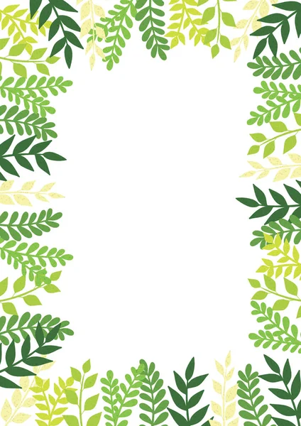春天花园中的绿叶框架向量 用于自然和有机产品装饰 — 图库矢量图片