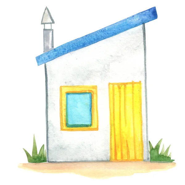 Leuchtturm Aquarell Illustration Ferienhaus Und Baum Für Kinder Und Farmgeschichten — Stockfoto