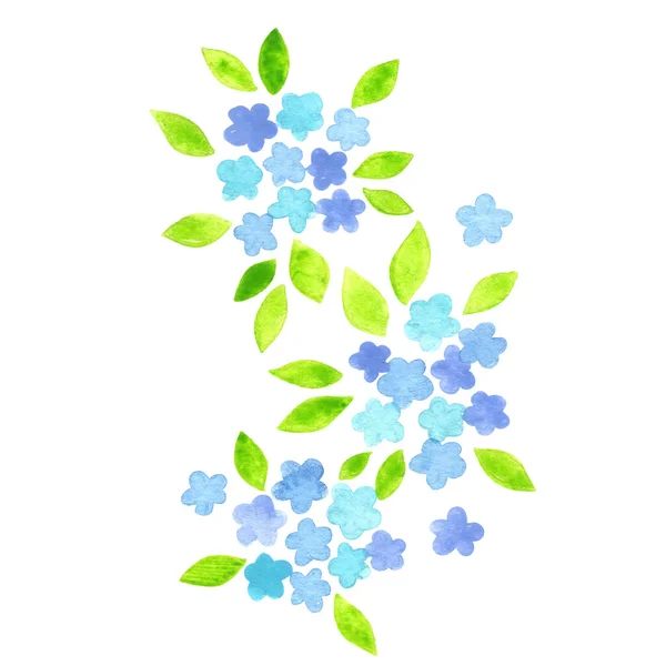 Aquarelle Fleur Bleue Pour Décoration Sur Jardin Printemps Mariage Concept — Photo