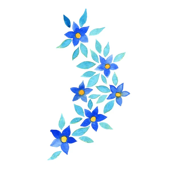 Синя Квітка Акварель Прикраси Весняному Саду Весіллі Концепції Природи — стокове фото