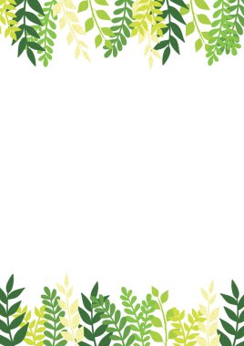 Baharda yeşillik yaprakları doğa ve organik ürün dekorasyonu için çerçeve vektörü.
