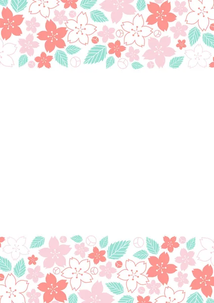 Sakura Kersenbloesem Bloem Met Blad Frame Vector Voor Decoratie Het — Stockvector