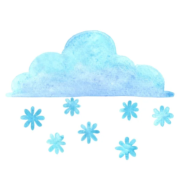 Snowy Day Weather Forecast Sign Watercolor Illustration — 스톡 사진