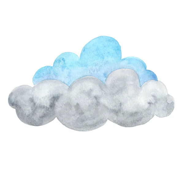 Rain Cloud Cloudy Day Weather Forecast Sign Watercolor Illustration — Stock Photo, Image