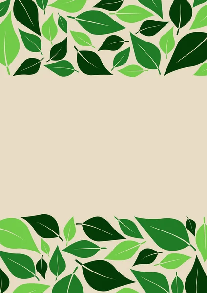 Grüne Blätter Teeblätter Rahmenvektor Für Dekoration Auf Garten Natur Tee — Stockvektor